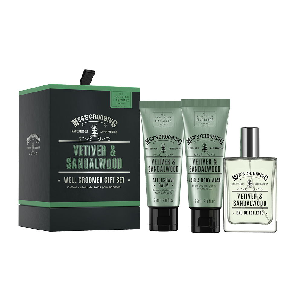 Scottish Fine Soaps Vetiver & Sandalwood Well Groomed zestaw męski