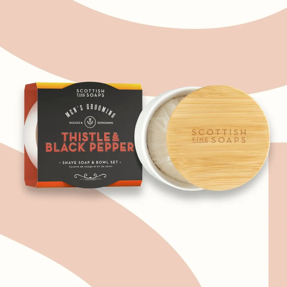Scottish Fine Soaps Thistle & Black Pepper mydło do golenia z miską
