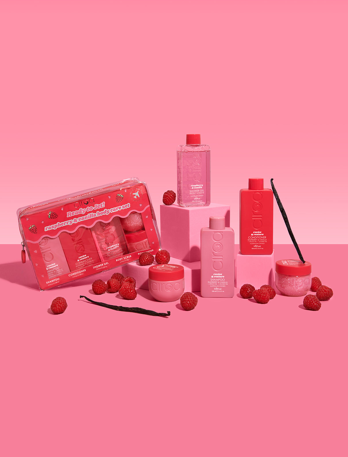 Ciroa Raspberry & Vanilla zestaw podróżny 5 el malina-wanilia