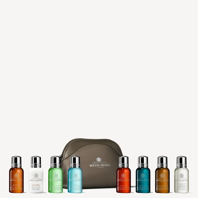 Molton Brown kosmetyczka zestaw 8 miniatur żele i szampon
