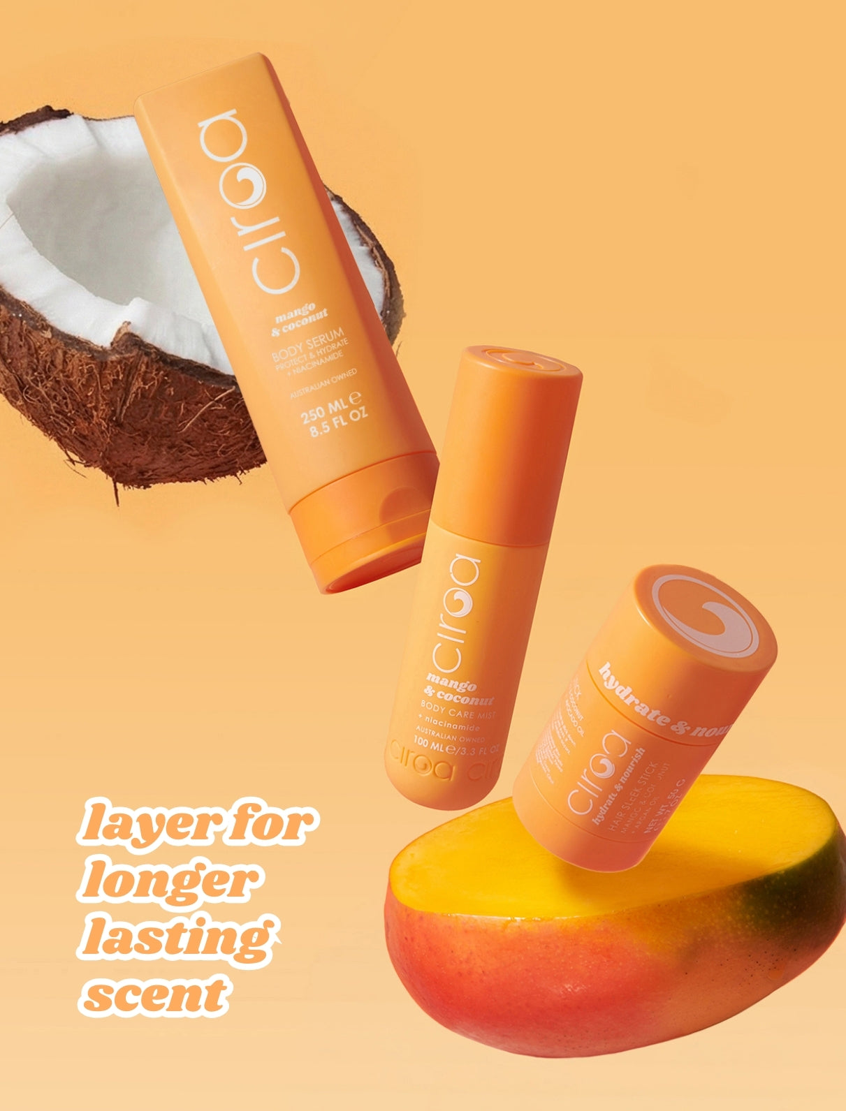 Ciroa Mango & Coconut zestaw serum mgiełka stick 3 szt