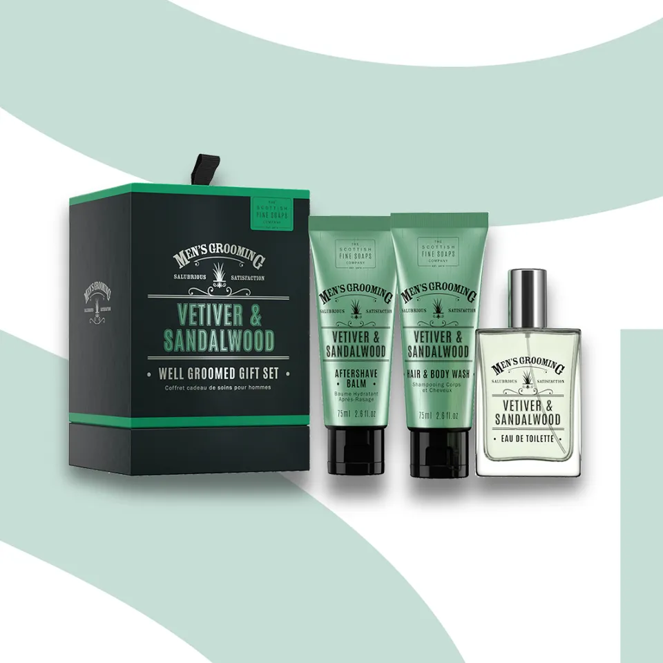 Scottish Fine Soaps Vetiver & Sandalwood Well Groomed zestaw męski