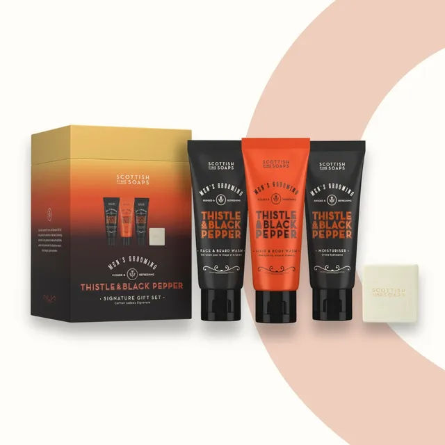Scottish Fine Soaps Thistle & Black Pepper zestaw męski 3x75 ml + 40 g