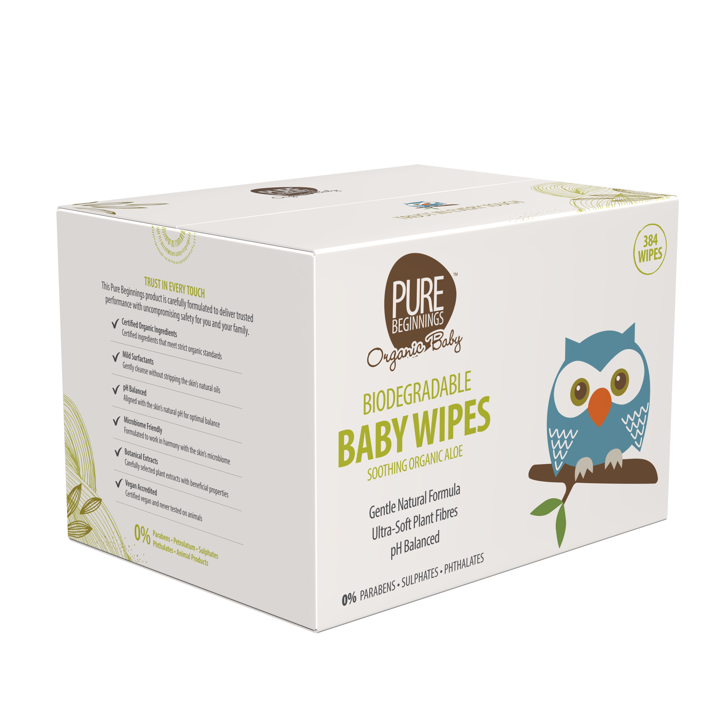 Pure Beginnings chusteczki biodegradowalne 384 szt aloes