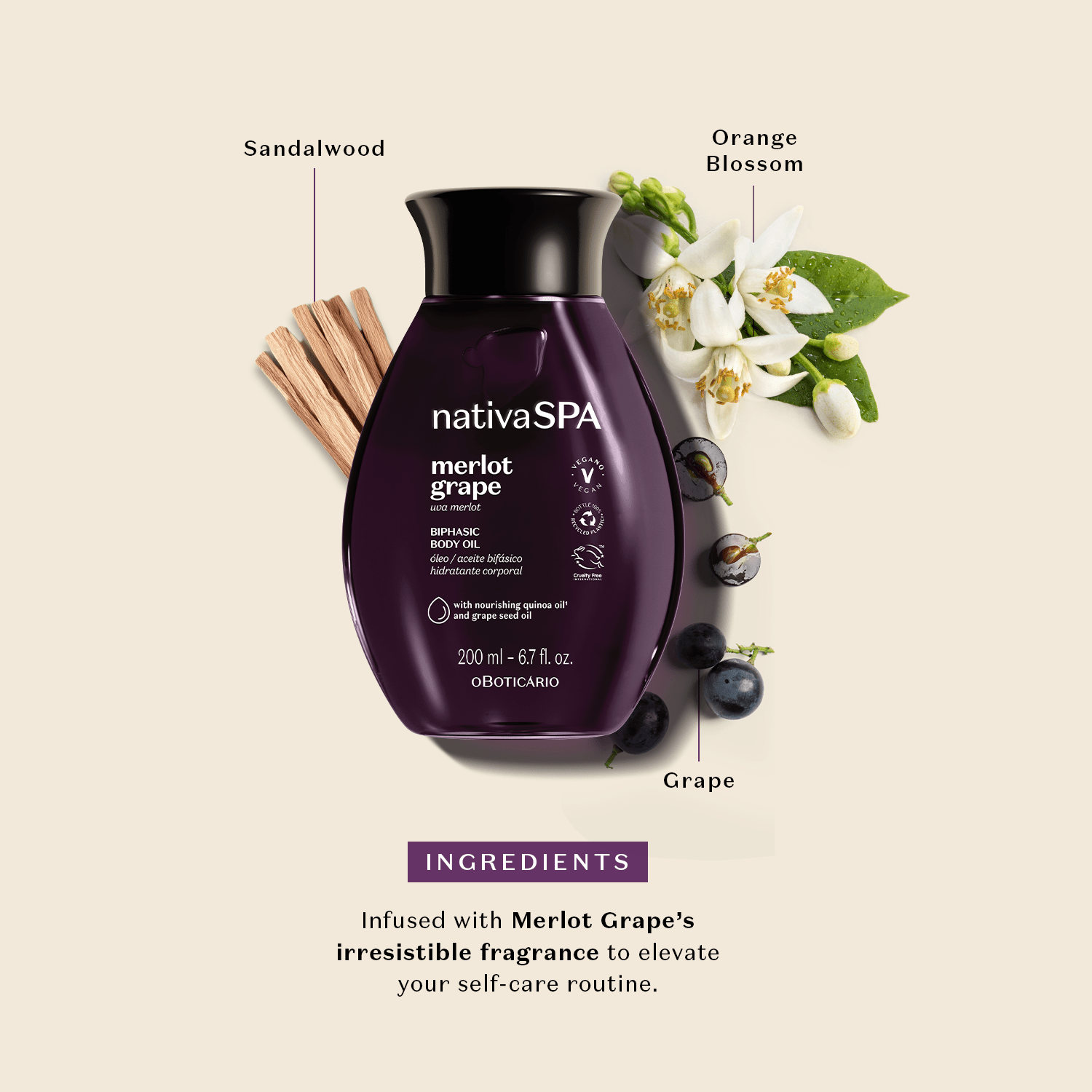 Nativa SPA Merlot Grape dwufazowy olejek do ciała winogronowy