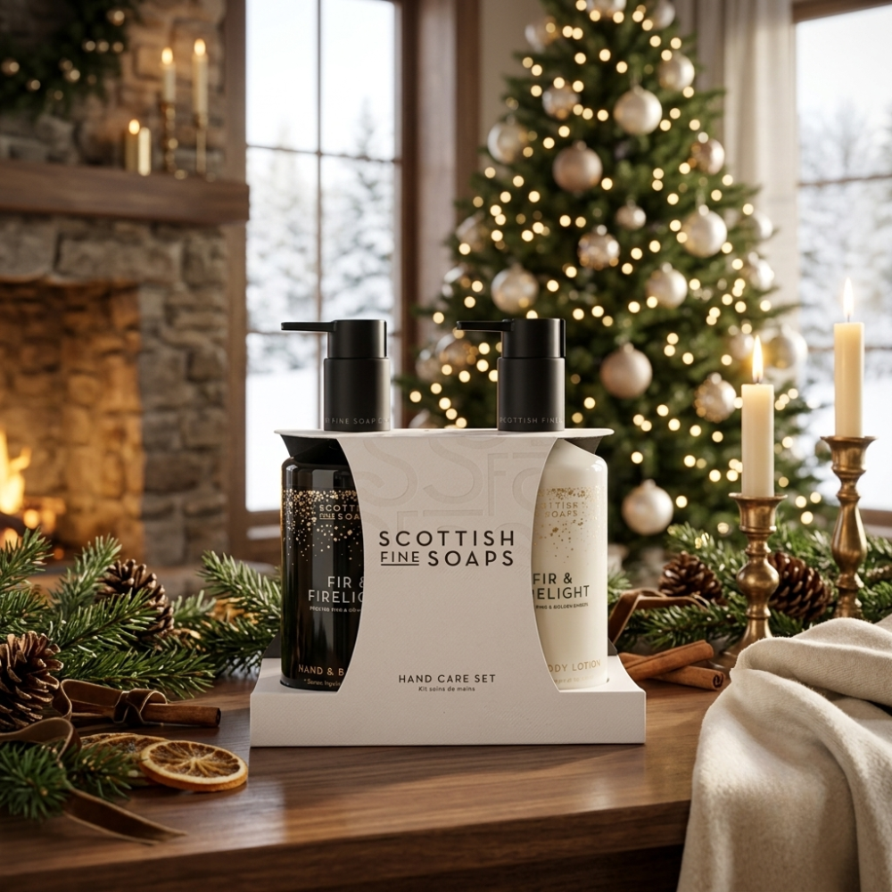 Scottish Fine Soaps Fir & Firelight zestaw do rąk 2x300 ml leśny