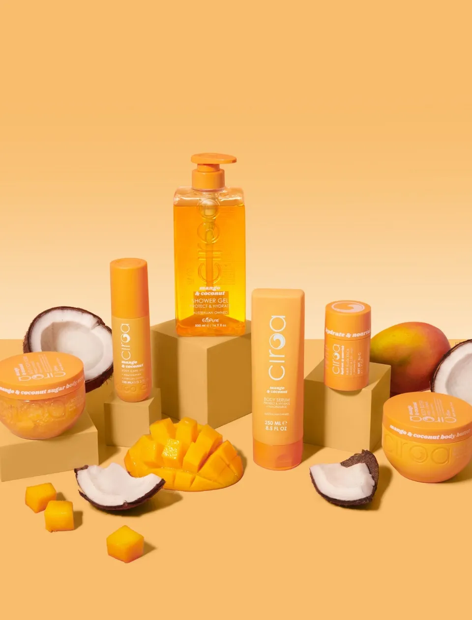 Ciroa Mango & Coconut kolekcja 6 szt serum włosy tropiki